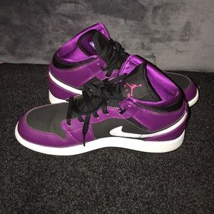 Purple, white and black jordan 1’s